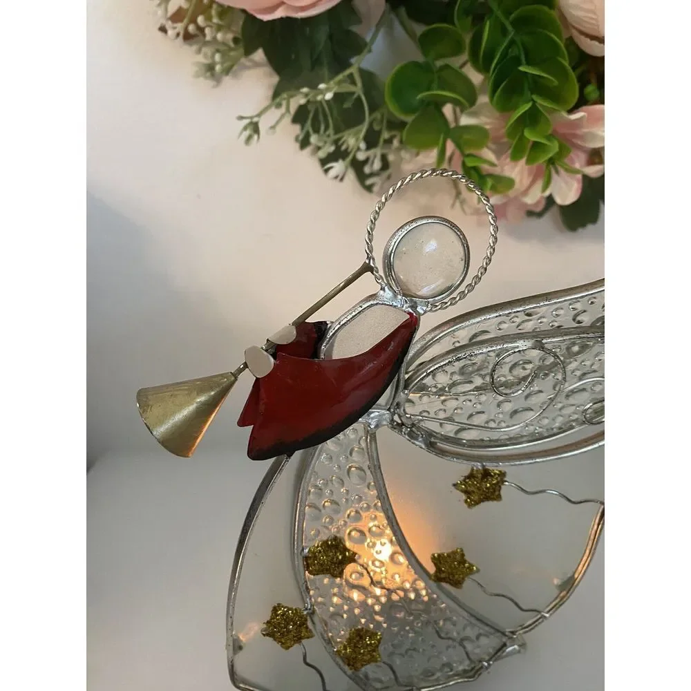 Angel & Trumpet Votive Glass Silver Plated Candle Holder International Silver Co